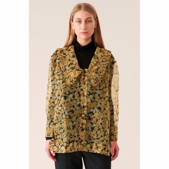 NEW Ganni Organza Shirt Top Flan 34 - Picture 6 of 17